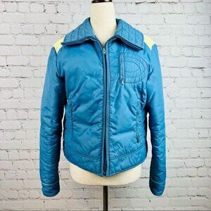 Vintage 70s Robbe Skiwear Apres Ski Outerwear Down Puffer Jacket Blue M